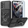 Case for Samsung A32 5G ARMOR SLIDE RING CASE ANTI SHOCK BACK + GLASS