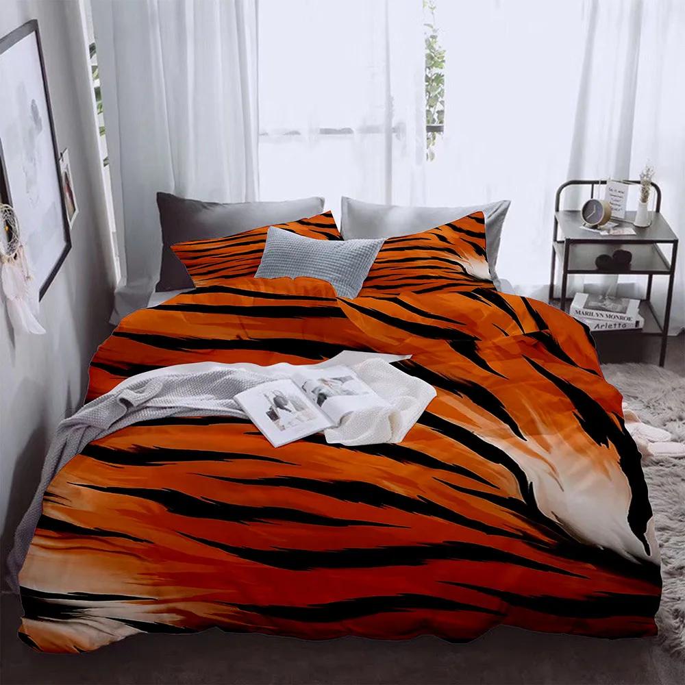 Tiger Pattern Print Duvet Cover Set UK Single Double Queen US Twin Full King Size Among Bed Linen Set