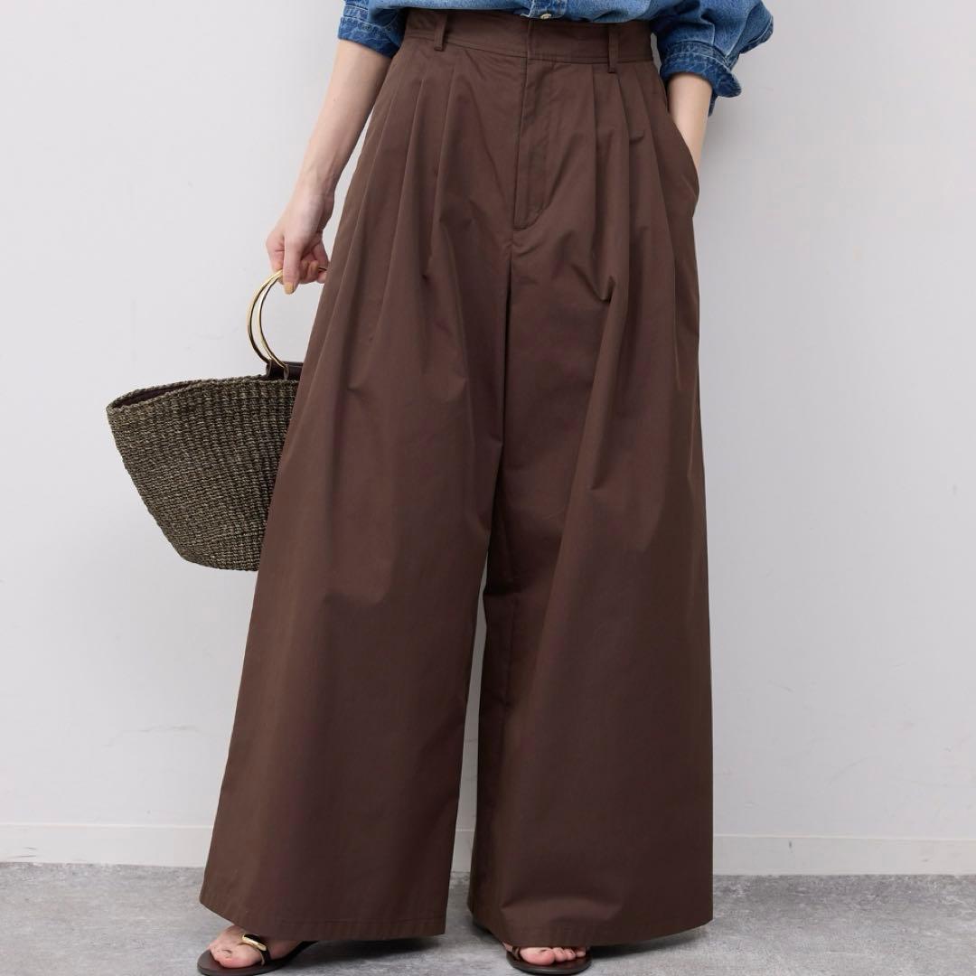 SLOBE IENA brown tuck wide pants