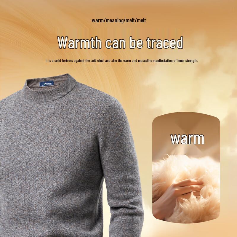 Futing Men's 100% Merino Wool Round Neck Sweater