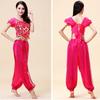 2Pieces Belly Dance Costume Set Coins Top Lantern Pants Set Halloween Costume Belly Dance Outfits for Dress Up Party