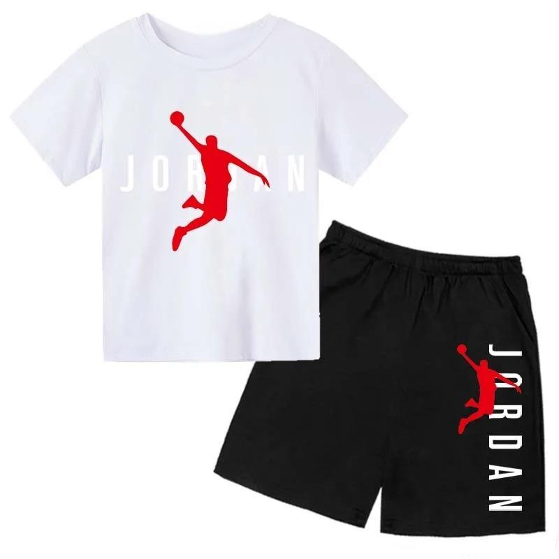 Sommer Markenbuchstaben-Print Kurzarm Kinder T-Shirt+Shorts 2-teiliges Set für Jungen und Mädchen Modisches Lässiges Kinder Set Outfits