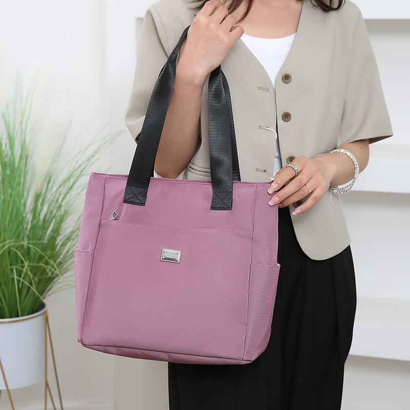 Waterproof Nylon Tote Bag Multiple Pockets Large Capacity For Work School Shopping Daily Use