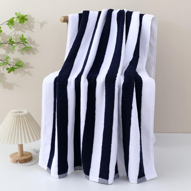 High Quality Compressed Quick-Dry Antimicrobial Cotton Beach Towel Black/Grey/White Striped Pool Bath Travel Custom Color 500 - 699 GSM&75x152cm