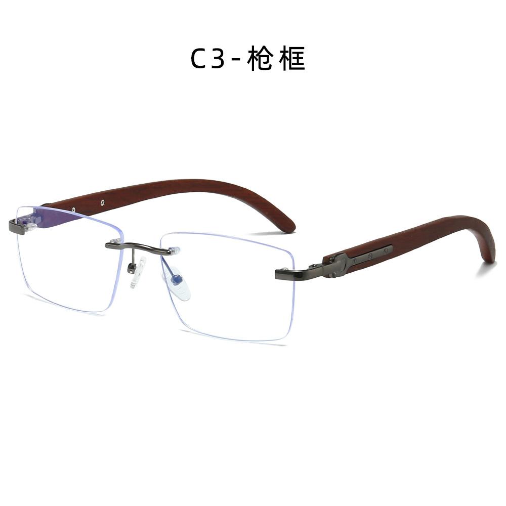 Non-Prescription Glasses Small Square Anti Blue Light Glasses Transparent Rimless Glasses Business Computer Glasses Man UV400
