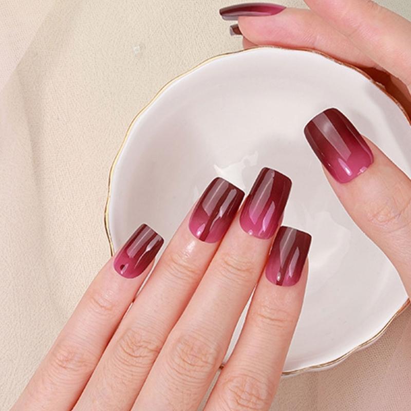 Gel Nail Stickers Full Cover Self Adhesive French Manicure Strips Quick Apply No UV Light Required with Nail File Stick