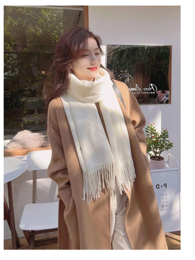 

Scarf Winter Versatile Imitation Cashmere Solid Color Maintains A Sense of Luxury, Oversized Shawl 190*70cm белый