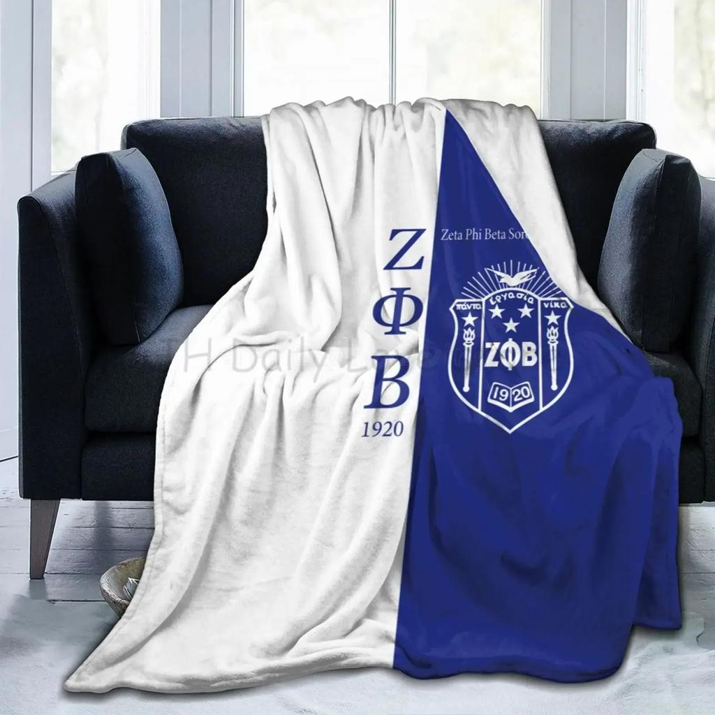 Zeta Phi Beta Print Blanket Sorority Gifts Plush Lightweight Warm Fluffy Throws Soft Flannel Fleece Blankets for Bed Sofa Couch