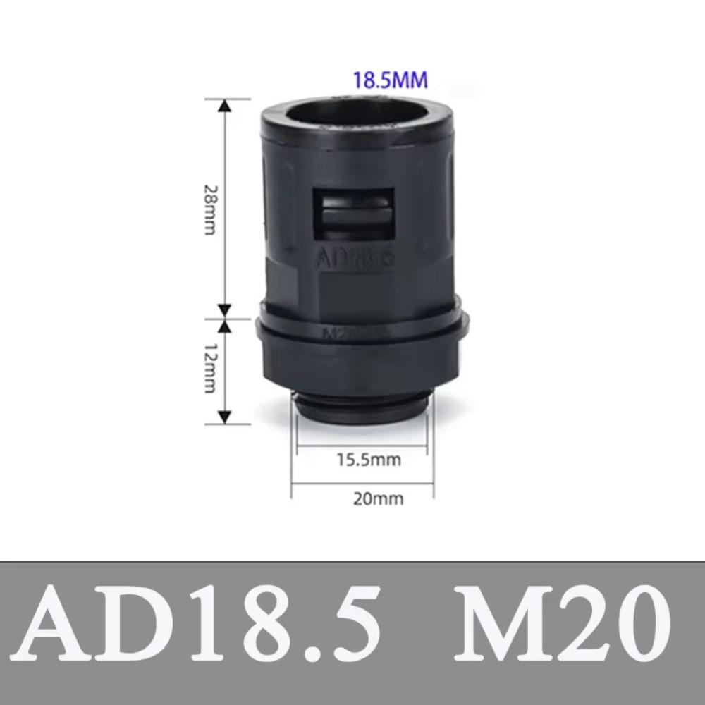 AD15.8 Plastic Corrugated Pipe Joint Black Multisize Plastic Tube Connector Nylon Joint PP Corrugated Pipe