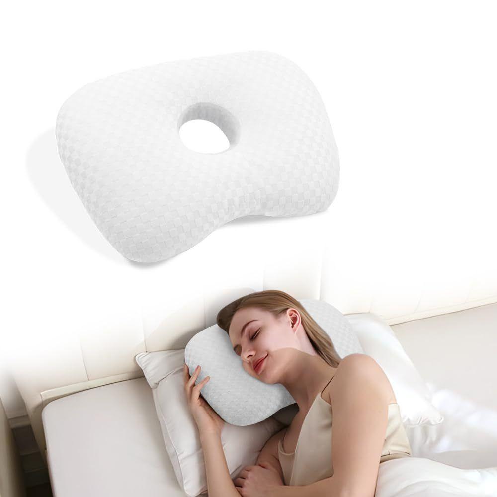 Breathable Curved Side Sleeping Pillow Ergonomic Earring Pillow  for Ear Pain Relief