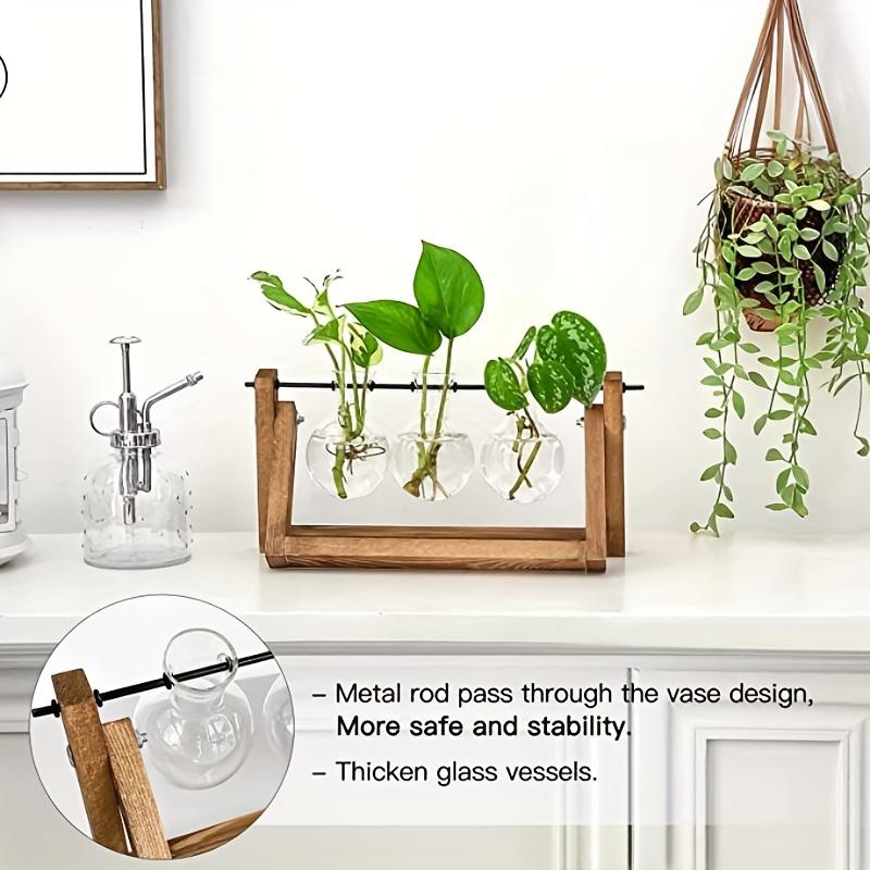 Air Planter Bulb Glass Vase Plant Terrarium With Wooden Stand Retro Tabletop For Hydroponics Home Garden Office Decoration