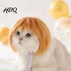 Cat Cosplay Accessories Funny Pet Wig Cute Bob Cut Afro Curly Wig with Adjustable Birthday Party Outfit Elastic Band Breathable for Dogs,
