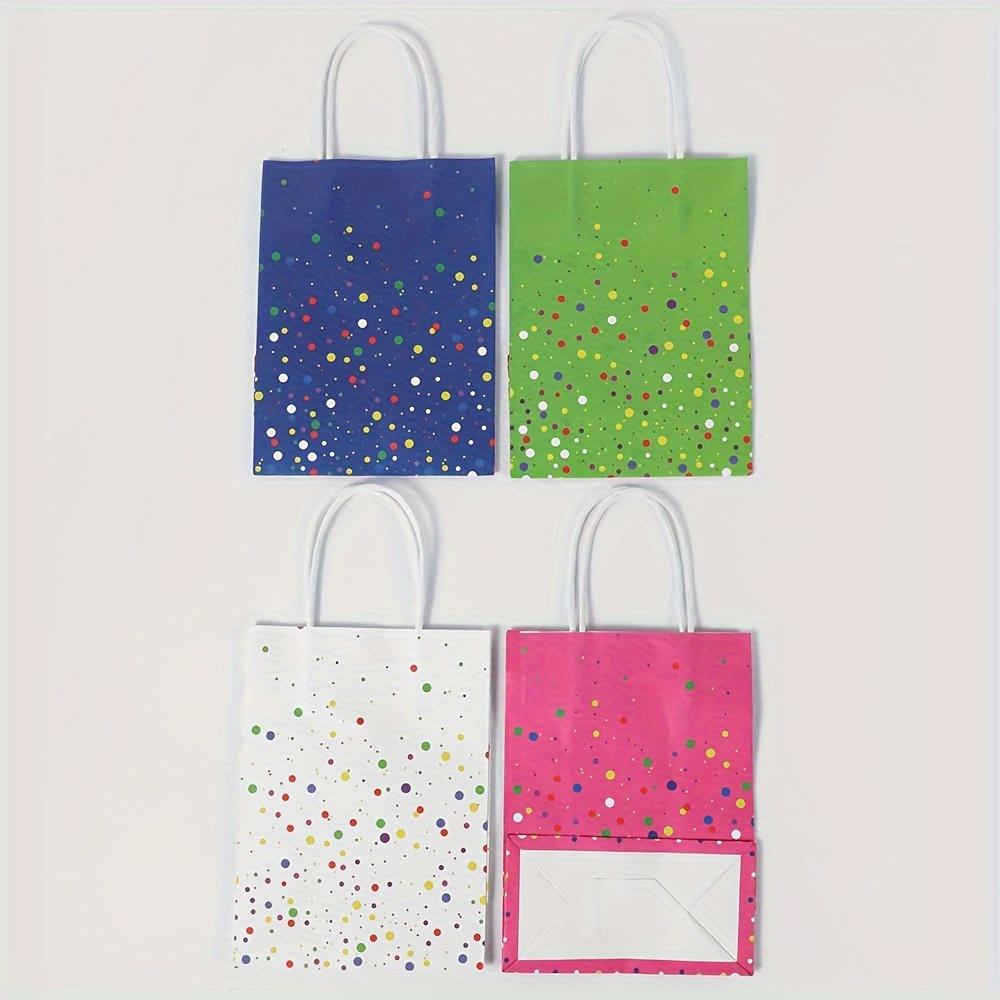 12pcs Colorful Dots Tote Paper Bag Gift Bags,Party Gift Bags,4 Colors,Christmas Birthday Wedding Party Gift Bags New Year Gift Wrapping Bags
