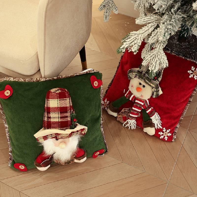 Festive Cartoon Santa Claus Plush Pillow Cover Decorative Hat For Cozy Home And Party Decor