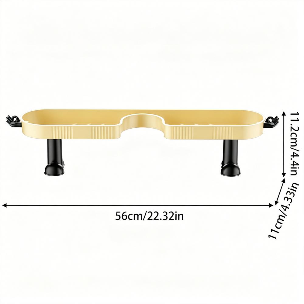 Bathroom Sink Shelf Widened U-shape Drying Rack Drain Tray With Hook Rustproof Waterproof Bathroom Faucet Organizer For Sponge