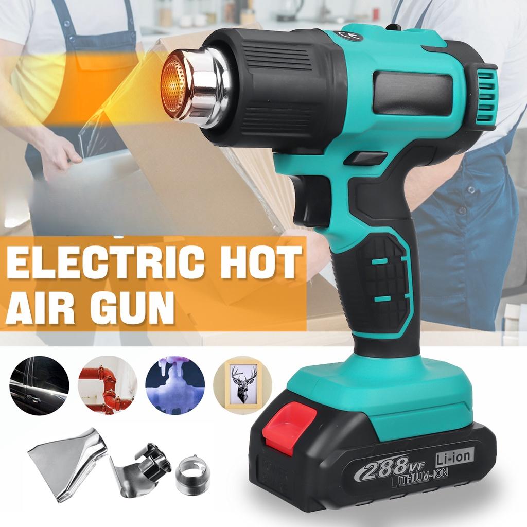 200W Handheld Cordless Hot Air Guns Temperatures Adjustable with 3 Nozzles 21V Electric Heat Guns Rechargeable for 18V Lithium Battery