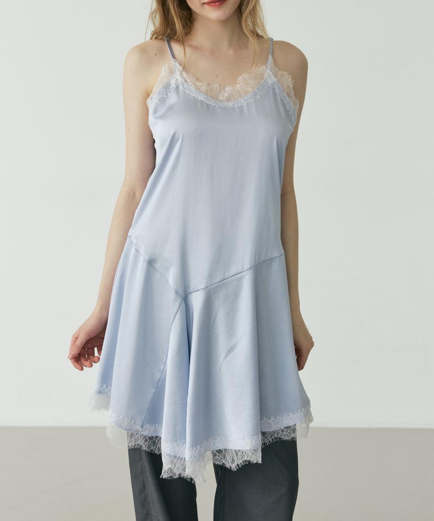 Linte Satin Lace Dress Blue