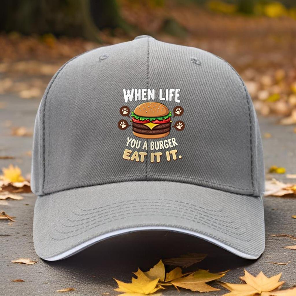 Burger Eat It Funny Quote Baseball Cap Cotton Adjustable Casual Black Hat for Unisex Women
