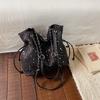 Star Print Drawstring Bucket Bag Women Casual Soft Shoulder Bag Lightweight Simple Tote Bag Large Capacity Daily Commut Hobo Bag