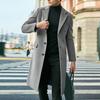 Coupe-vent pour hommes, couleur unie, col rabattu, simple boutonnage, épais, droit, longueur aux genoux, manteau Long de Style britannique, automne et hiver