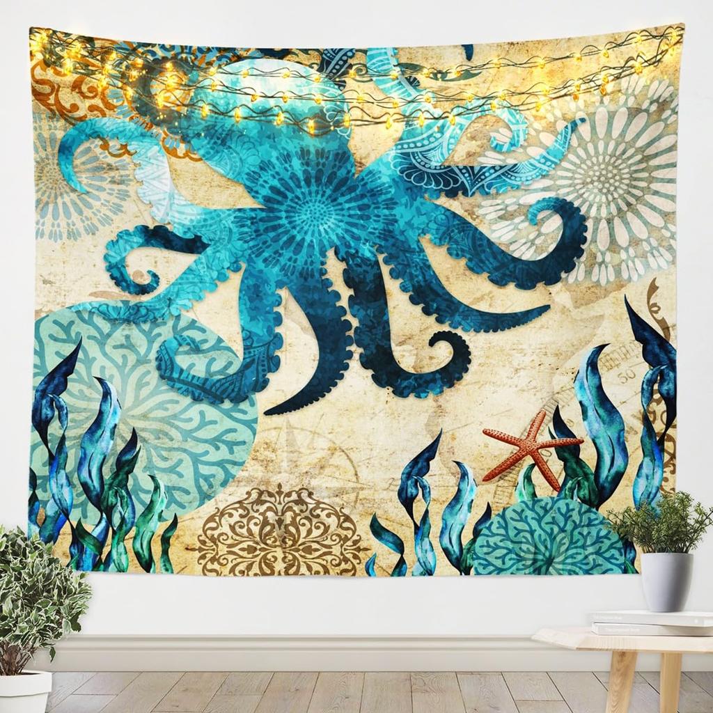 Psychedelic Octopus Tapestry Ocean Monster Tapestry Abstract Style Tapestry Home Living Room Bedroom Dorm Decor Background Cloth