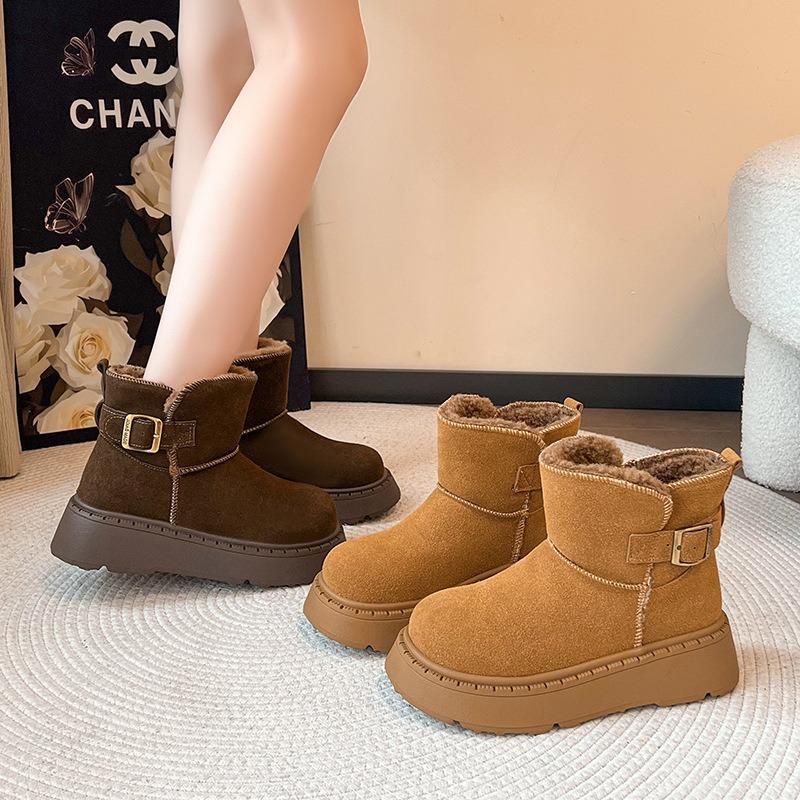 thick-soled snow boots women's new winter warm velvet thickened one-pedal cotton shoes