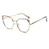 Hollow cat's eye anti-blue glasses frame ins women's European and American fashion trend metal flat glasses myopia glasses frame