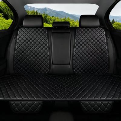 Nappa Leather Car Seat Cushion Cover For All Seasons, Anti Slip, Breathable, Wear-Resistant Backrest Pad, Rear Three Piece Set,