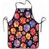 1pc Colorful Floral Art Print Apron, Durable And Easy To Clean, Adjustable Waistband, Polyester Material, for Kitchen Cooking, Gardening, Orchard Pick