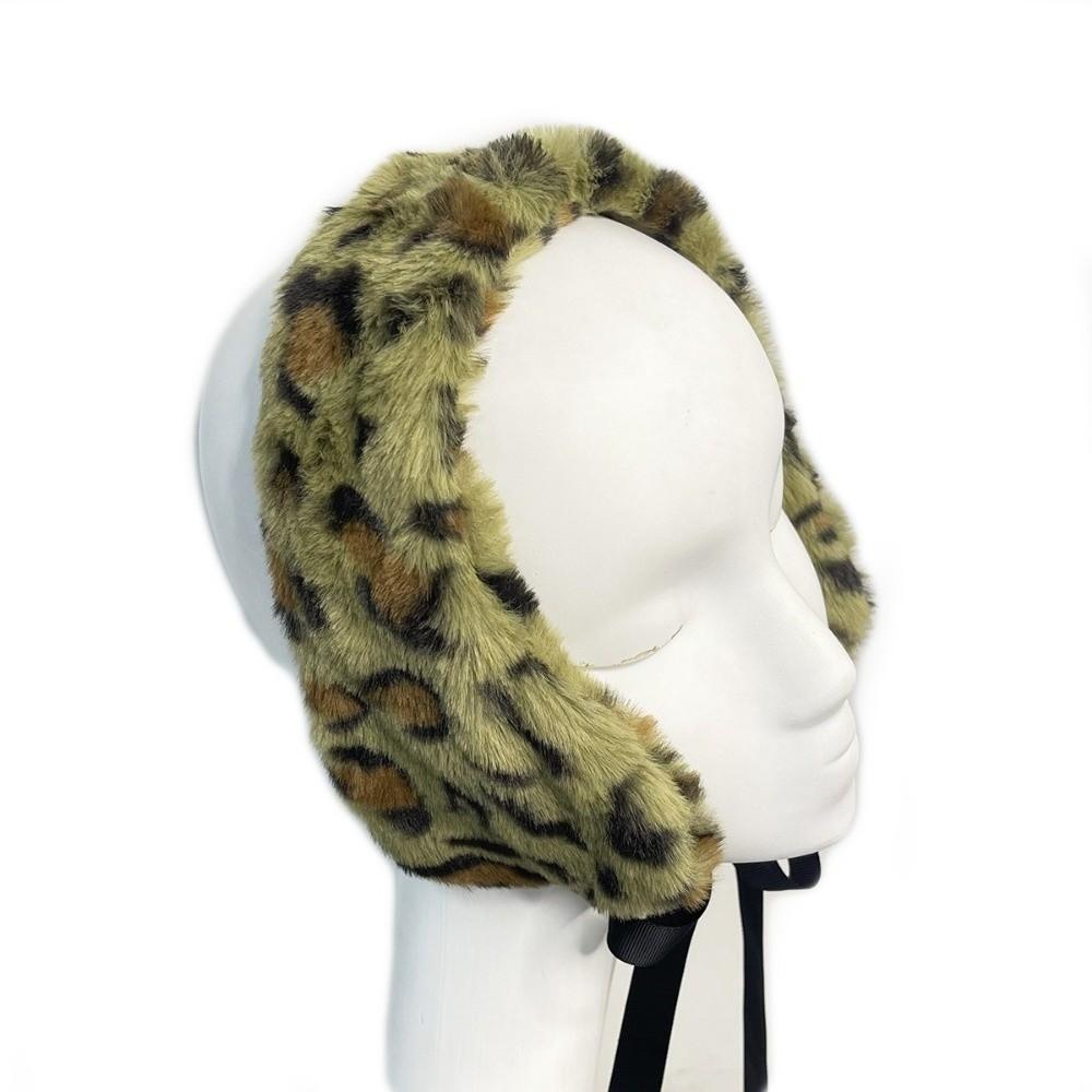 Solid Color Leopard Headbands Plush Warm Scarf Fashion Ear Warmer Women Headwear
