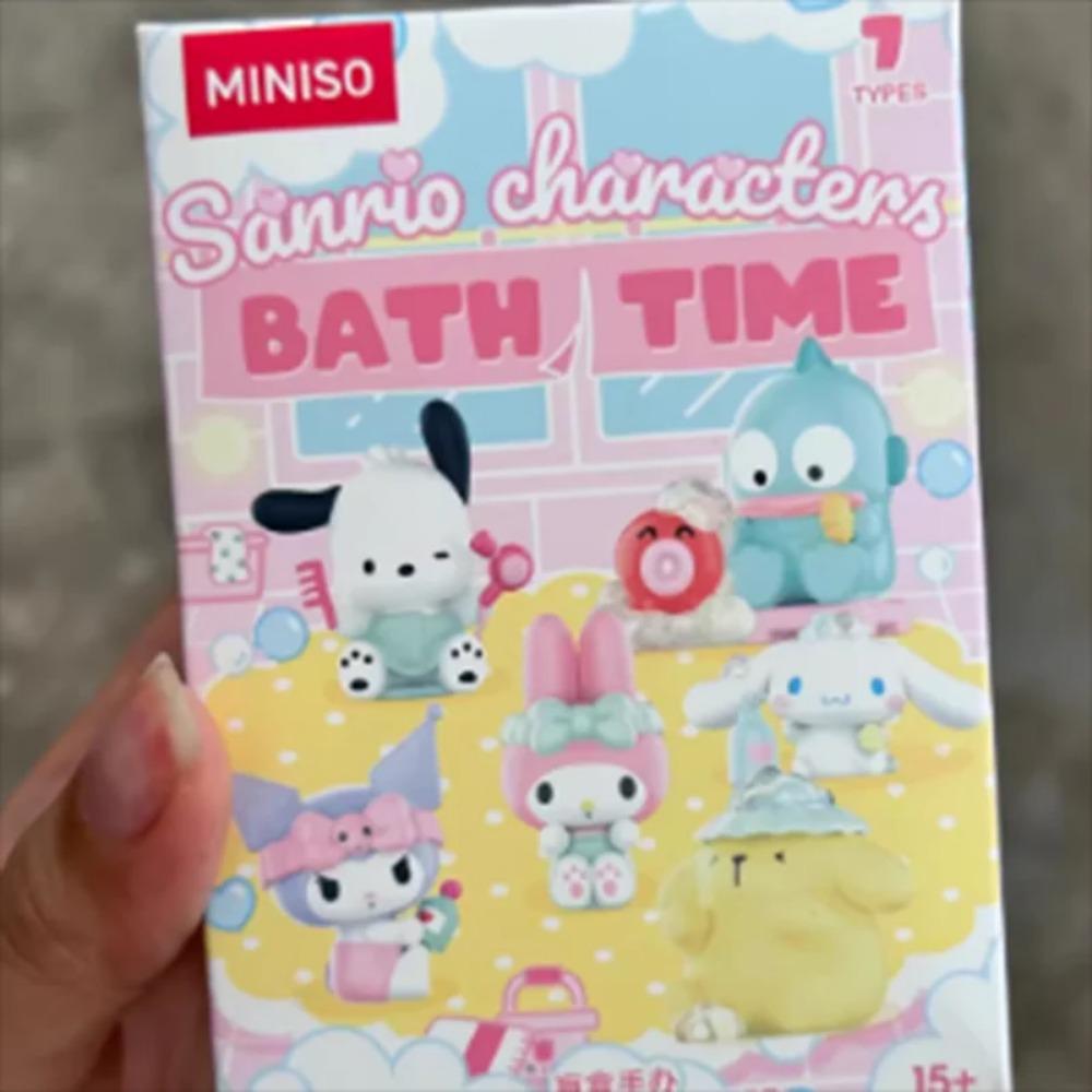 

MINISO X Sanrio Серия Время купания Фигурка-сюрприз Cinnamoroll Pompom Purin Pochacco Kuromi Hangyodon Аниме Таинственная кукла