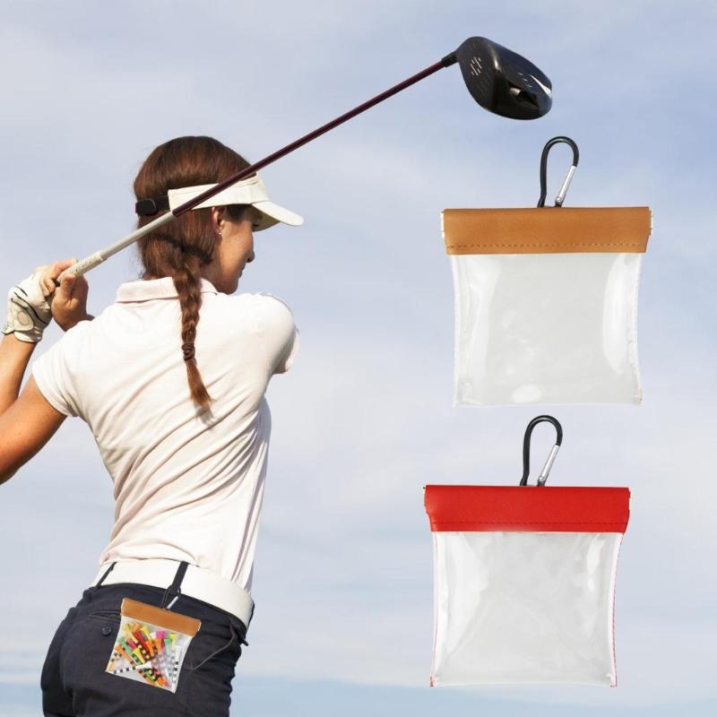 Portable Golf Tees Pouch Waist Bag Clear Golf Tees Storage Bag With Clip Light weight Golf Tees Holder Pouch Easy to Carry
