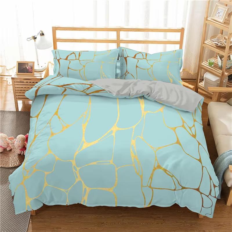 Abstract Marble Bedding Set Bronzing Marble Texture 3D Print Duvet Cover Set Microfiber Comforter Cover King Queen For Men Women