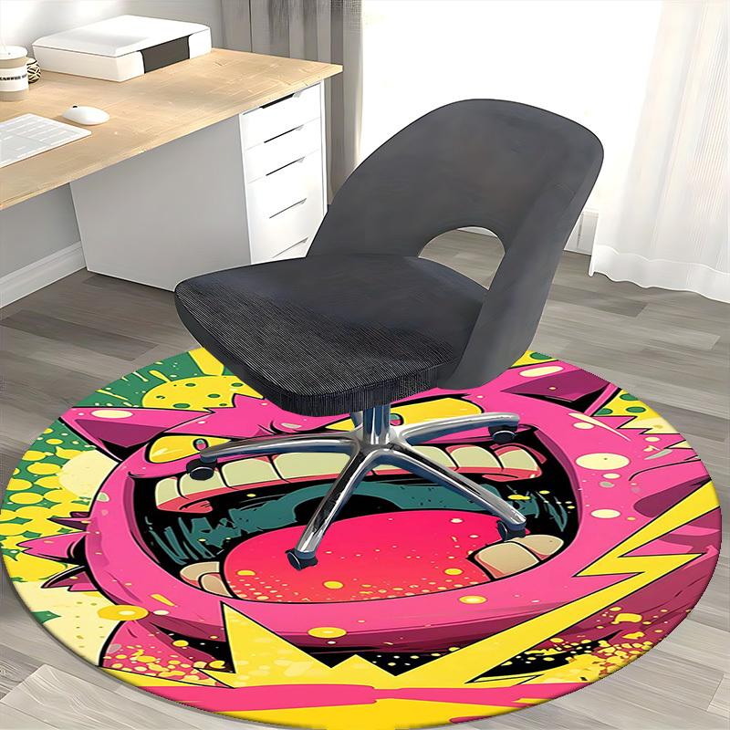 1pc Anime Monster Round Carpet - Office Chair Mat, Non-Slip Rug for Home Decor, Living Room, Bedroom, Game Room
