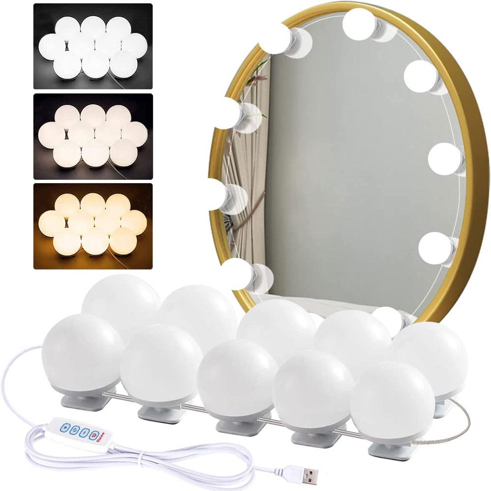 Make Up Mirror Vanity Light 10 Dimmable Bulb Adjustable Color Brightness Light Stick On For Makeup Table Dressing