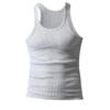 Men's Heavyweight White Ribbed Crew Neck Summer Tank Top - Elastic, Sweat-Wicking Fitness Wear