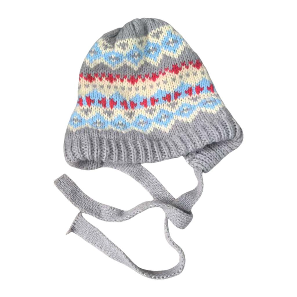 Ethnic Pattern Ear Flap Hat Knitted Beanies for Daily Wear Adult Unisex Acrylic Skull Hat for Outdoor Cycling Walking