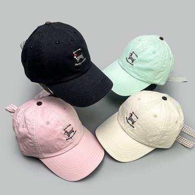 Spring/Summer Cute Puppy Plaid Tether Baseball Cap Ladies Shade Cartoon Embroidery Cap