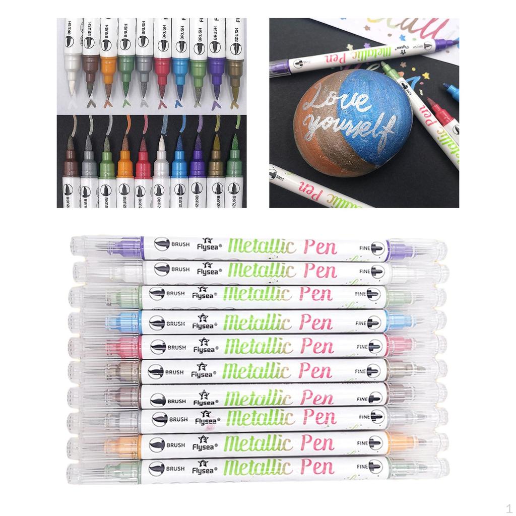 Highlighters, Double Head Smooth Writing Paint Pens, Assorted Colors Markers, Metallic Markers