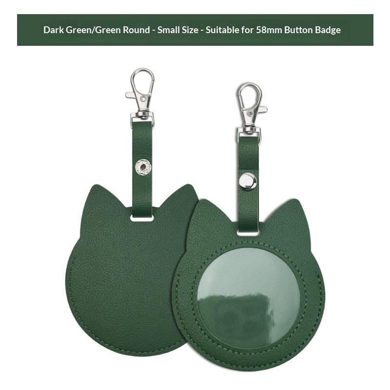 PU Leather Card Holder Cat Ear Design Cute Round Badge Reel For Work Office Travel Luggage Keychain Pendant