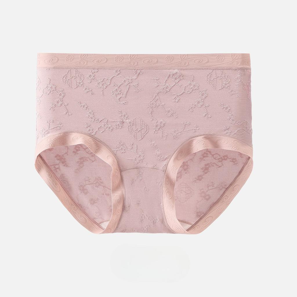 Large Size Female Summer Light Light Luxury Relief Mulberry Silk Bacteriostatic Crotch Breathable High Waist Triangle Briefs