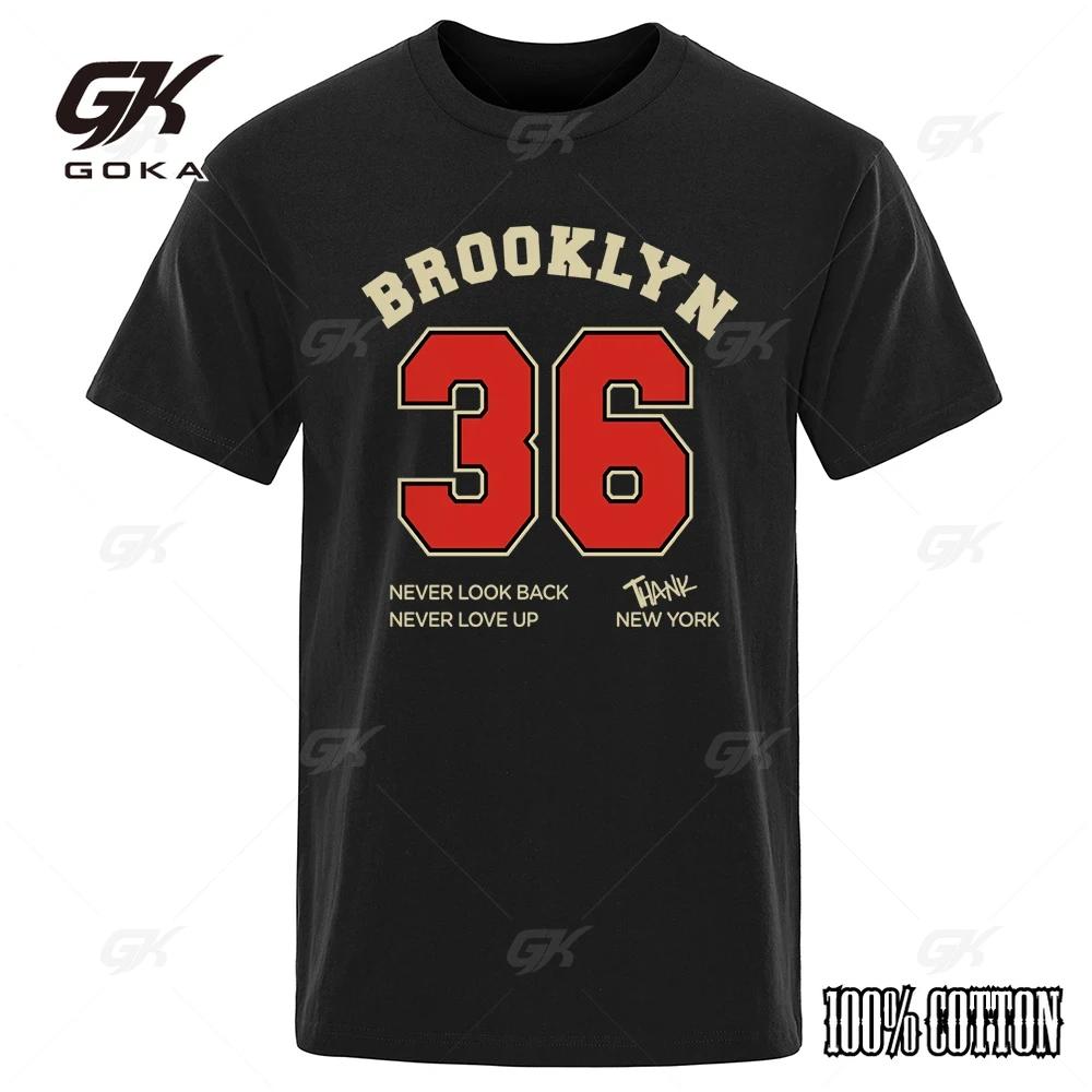 Brooklyn 36 New York Street Letter Tshirt Man Casual ONeck TShirt Breathable Tshirt Fashion Cotton Loose Short Sleeve S