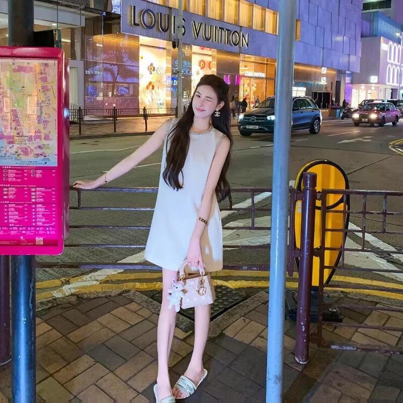 Women's Elegant Sleeveless White A-Line Mini Dress
