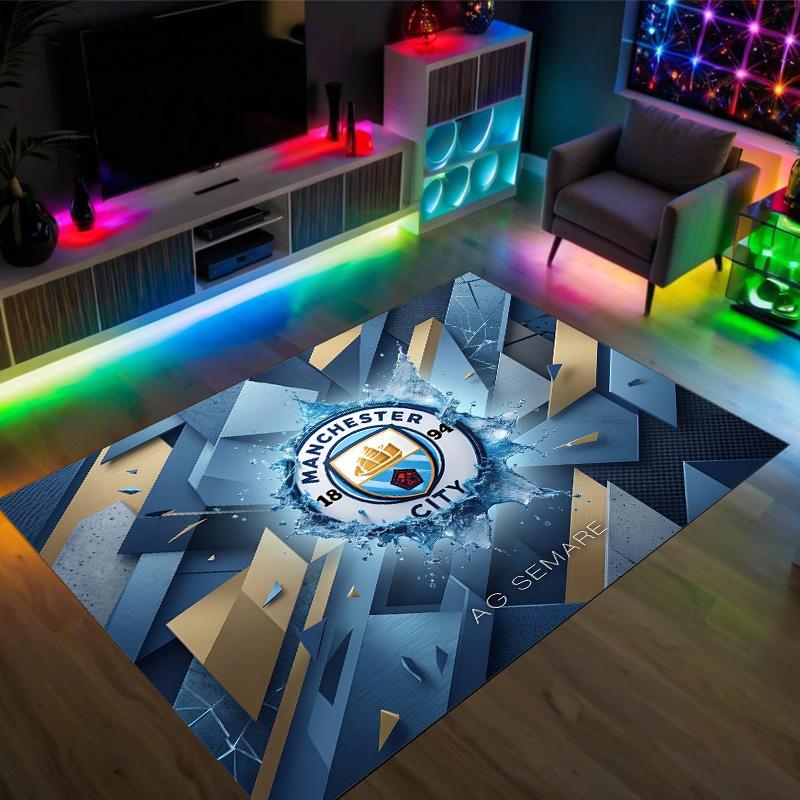 Manchester City Design Kristal Fluweel Tapijt Gezellig Niet?Antislip Bedrukt Tapijt Voor Slaapkamer Woonkamer Entree