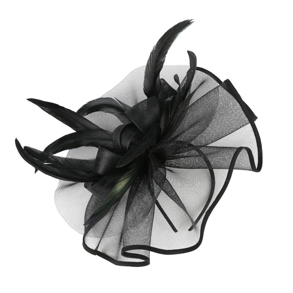 Formal Dress Fascinator Headdress British Retro Wedding Feather Hat Headband Birthday