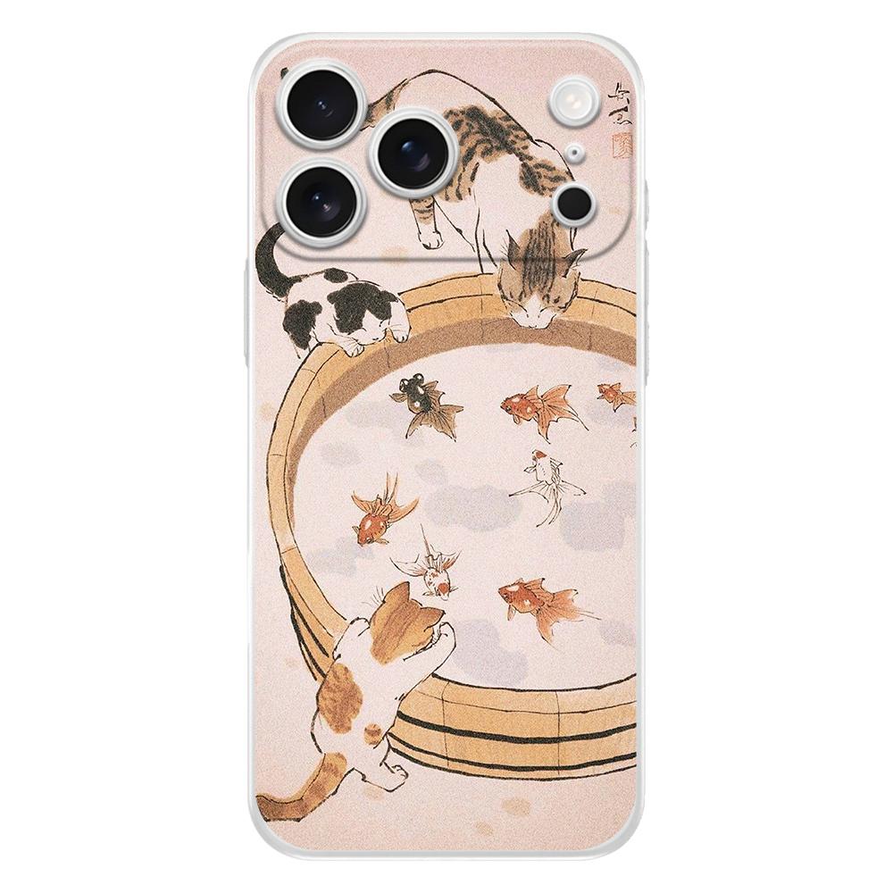 Soft Clear TPU Phone Case For iPhone 17 Air 16E 16 11 15 14 Pro MAX 12 13 7 8 Plus SE Easter Cover Protection Cat Fishing