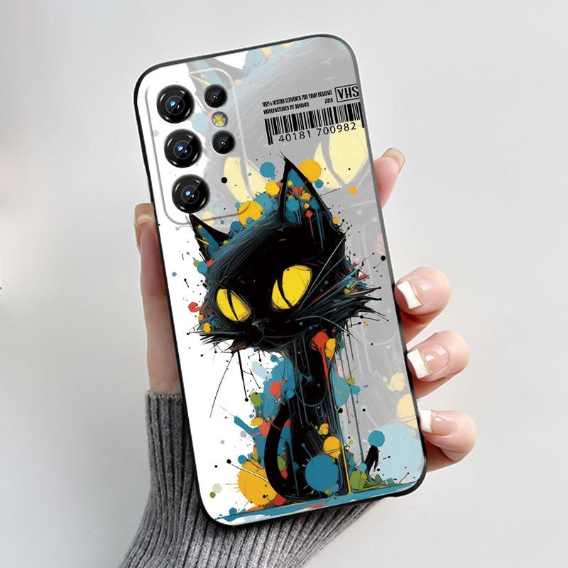 Hülle Für Oukitel C1/C1 Pro Hülle Ästhetisch Mode Niedliche Katze Cartoon Schwarz Weiches Silikon Rückabdeckung Stoßfestes TPU Handyhülle