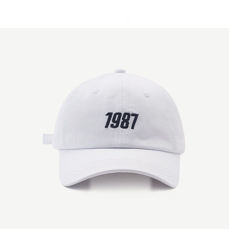 

INS Hat Female Spring/Summer K-style Fashion Soft Top Baseball Cap 1987 Embroidered Peaked Cap Men s Casual Cap Tide White Adjustable