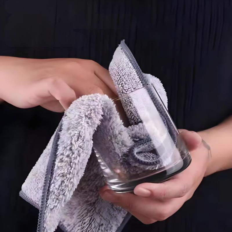 10Pcs Gray Bamboo Charcoal Thickened Super Absorbent Dishcloth Oil Resistant Kitchen Wipes Microfiber Cleaning Cloths