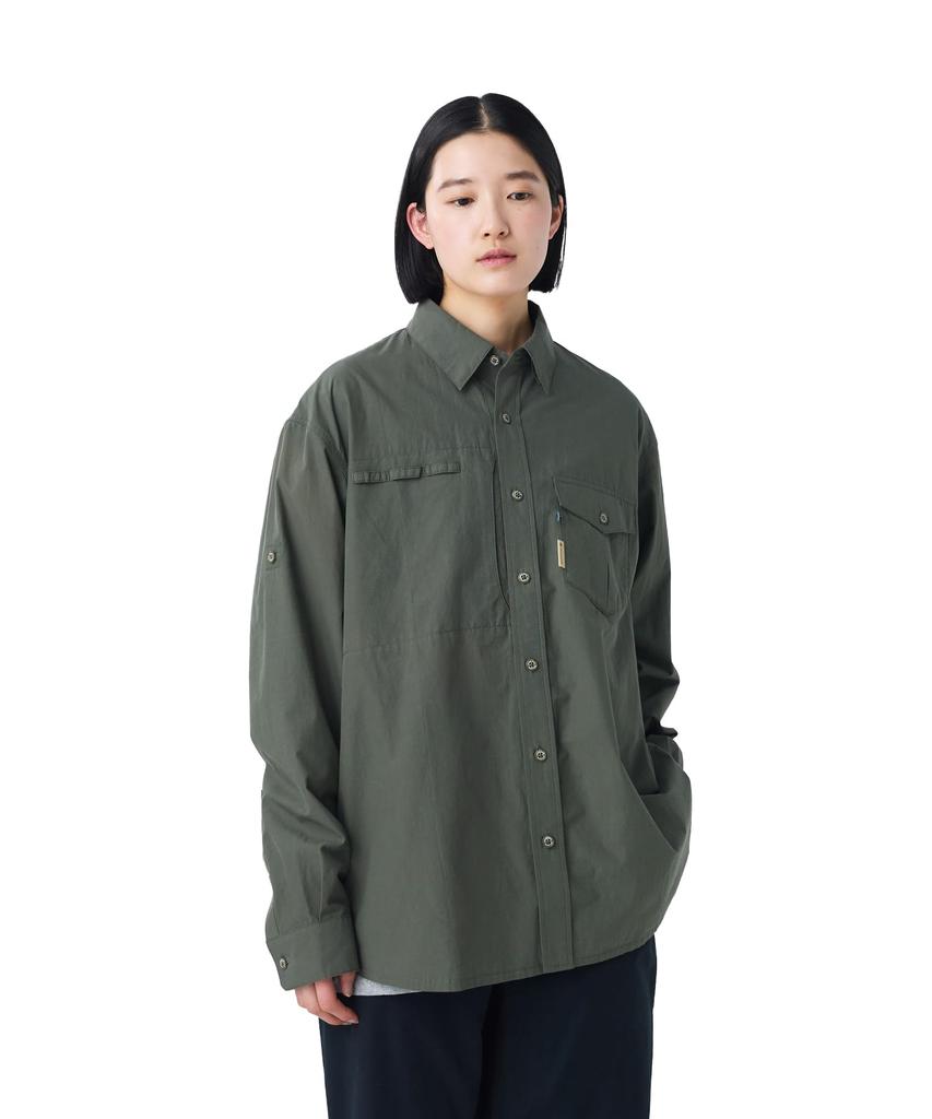 Snow Peak Antique Dyed Fishing Shirt Long Size Light SPTL-SH-26SU901 (Men's/Women's, Sleeve, M, Olive)